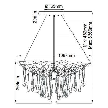 Quintiesse - Závesný luster LAGUNA 8xE14/40W/230V, priemer 106,7 cm, zlatý
