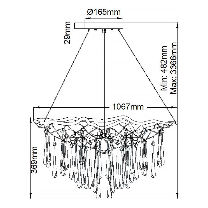 Quintiesse - Závesný luster LAGUNA 8xE14/40W/230V, priemer 106,7 cm, zlatý