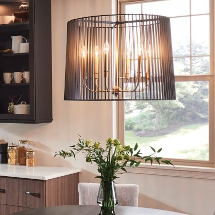 Quintiesse - Luster na tyči LINARA 6xE14/60W/230V pr. 66 cm čierna/zlatá