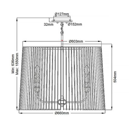 Quintiesse - Luster na tyči LINARA 6xE14/60W/230V pr. 66 cm čierna/zlatá