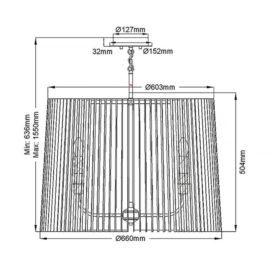 Quintiesse - Luster na tyči LINARA 6xE14/60W/230V pr. 66 cm čierna/zlatá
