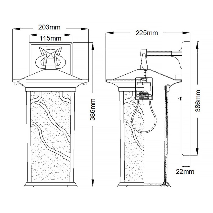Quintiesse - Vonkajšie nástenné svietidlo MORRIS L 1xE27/60W/230V IP44 bronzové