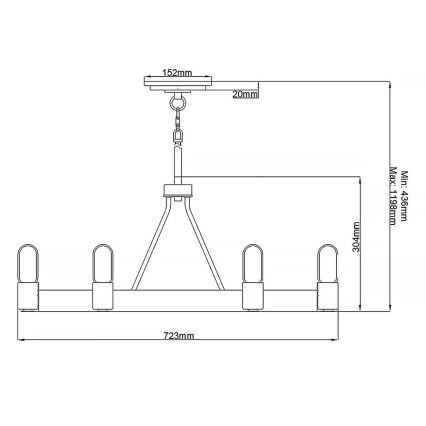 Quintiesse - Luster na tyči SILAS 6xE27/60W/230V priemer 72,3 cm čierna/zlatá