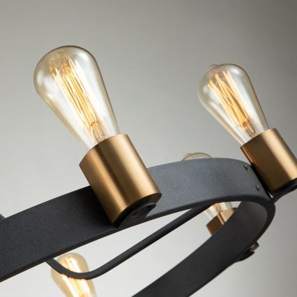 Quintiesse - Luster na tyči SILAS 8xE27/60W/230V pr. 82,9 cm čierna/zlatá