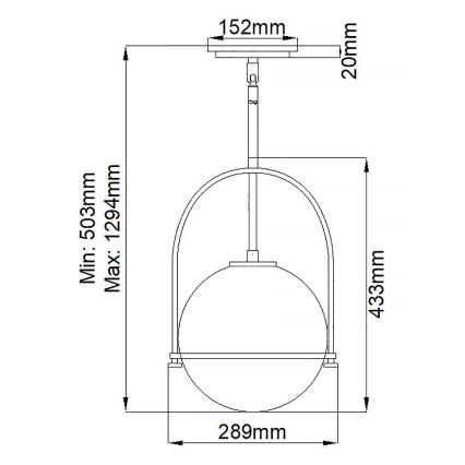 Quintiesse - Luster na tyči SOMERSET 1xE27/60W/230V priemer 28,9 cm čierny
