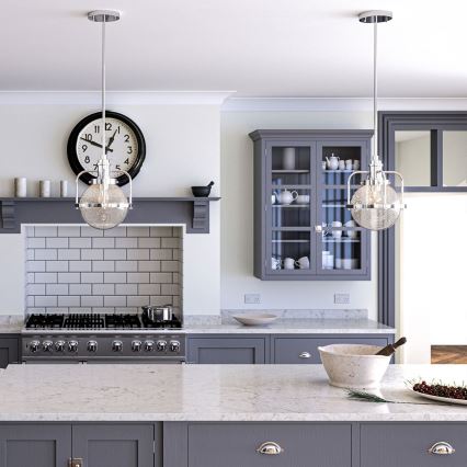 Quintiesse - Vonkajší luster na tyči TRIOCENT 1xE27/40W/230V IP44 lesklý chróm