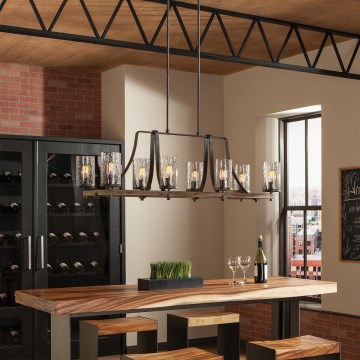 Quintiesse - Závesný luster na tyči ANGELO 8xE27/60W/230V dubový dekor