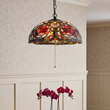 Quoizel - Luster na reťazi Tiffany LARISSA 3xE27/60W/230V priemer 38,5 cm