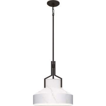 Quoizel - Luster na tyči BRECKEN 2xE27/60W/230V čierny/mramorový dekor
