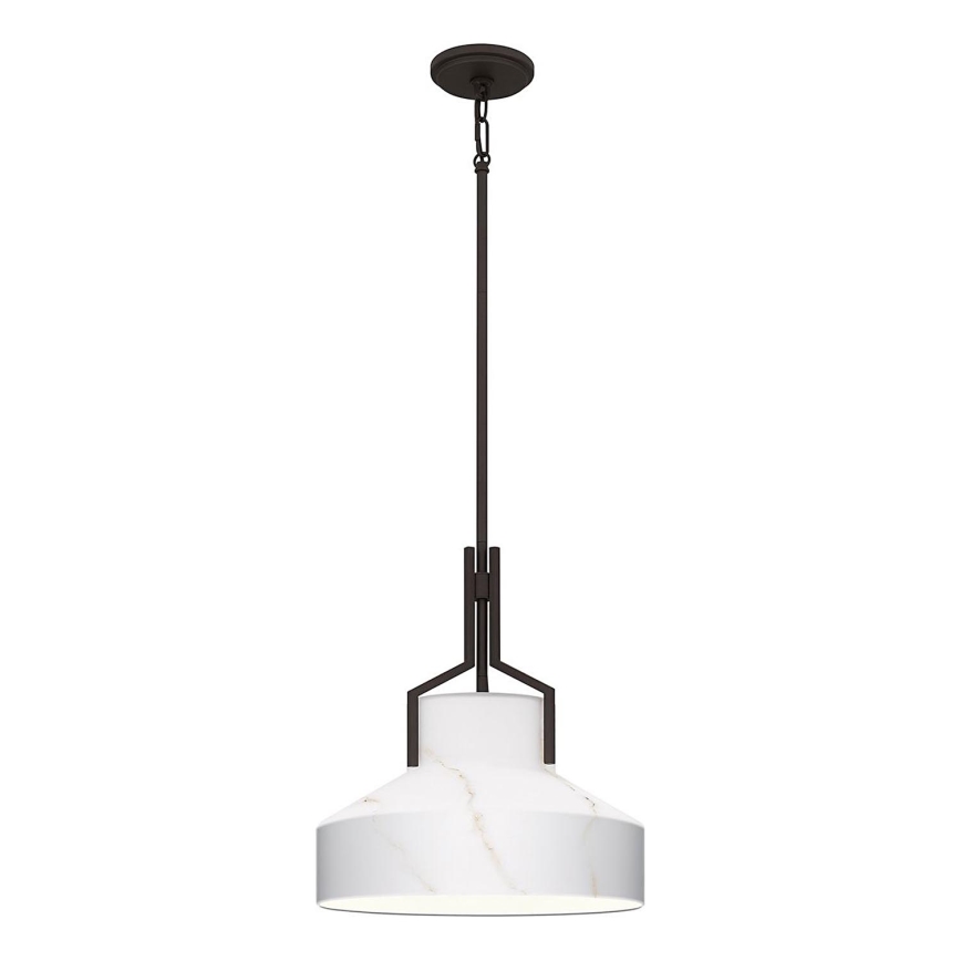 Quoizel - Luster na tyči BRECKEN 2xE27/60W/230V čierny/mramorový dekor