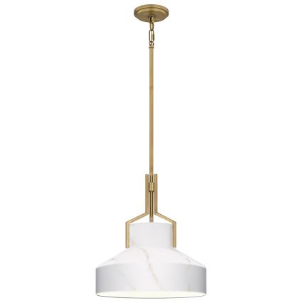 Quoizel - Luster na tyči BRECKEN 2xE27/60W/230V zlatý/mramorový dekor
