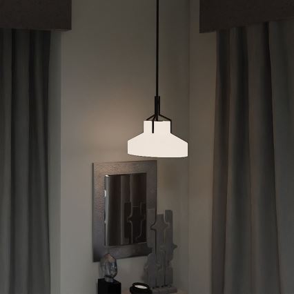 Quoizel - Luster na tyči BRECKEN 2xE27/60W/230V čierny/mramorový dekor