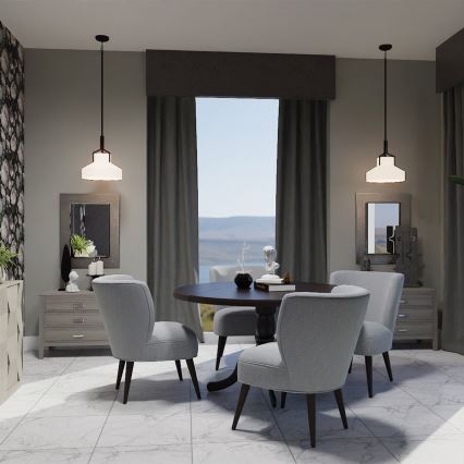 Quoizel - Luster na tyči BRECKEN 2xE27/60W/230V čierny/mramorový dekor