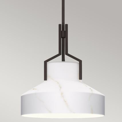 Quoizel - Luster na tyči BRECKEN 2xE27/60W/230V čierny/mramorový dekor