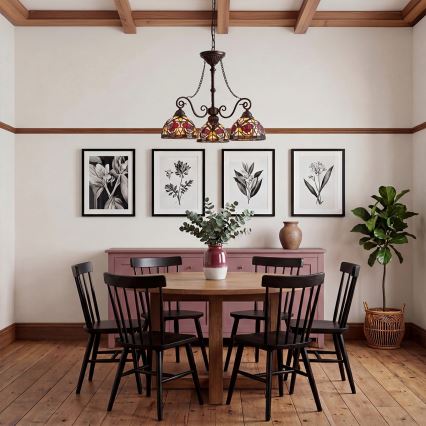 Quoizel - Závesný luster na reťazi Tiffany LARISSA 3xE27/60W/230V pr. 63,6 cm