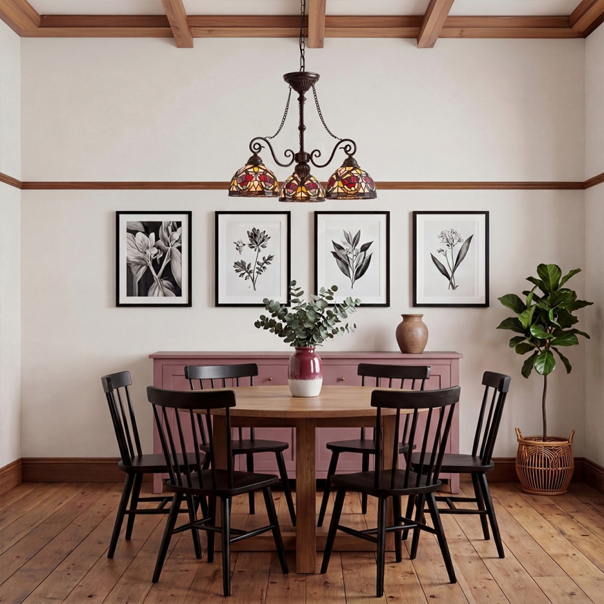 Quoizel - Závesný luster na reťazi Tiffany LARISSA 3xE27/60W/230V pr. 63,6 cm