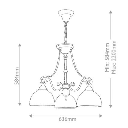 Quoizel - Závesný luster na reťazi Tiffany LARISSA 3xE27/60W/230V pr. 63,6 cm