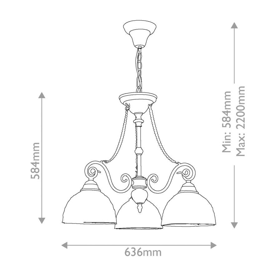 Quoizel - Závesný luster na reťazi Tiffany LARISSA 3xE27/60W/230V pr. 63,6 cm