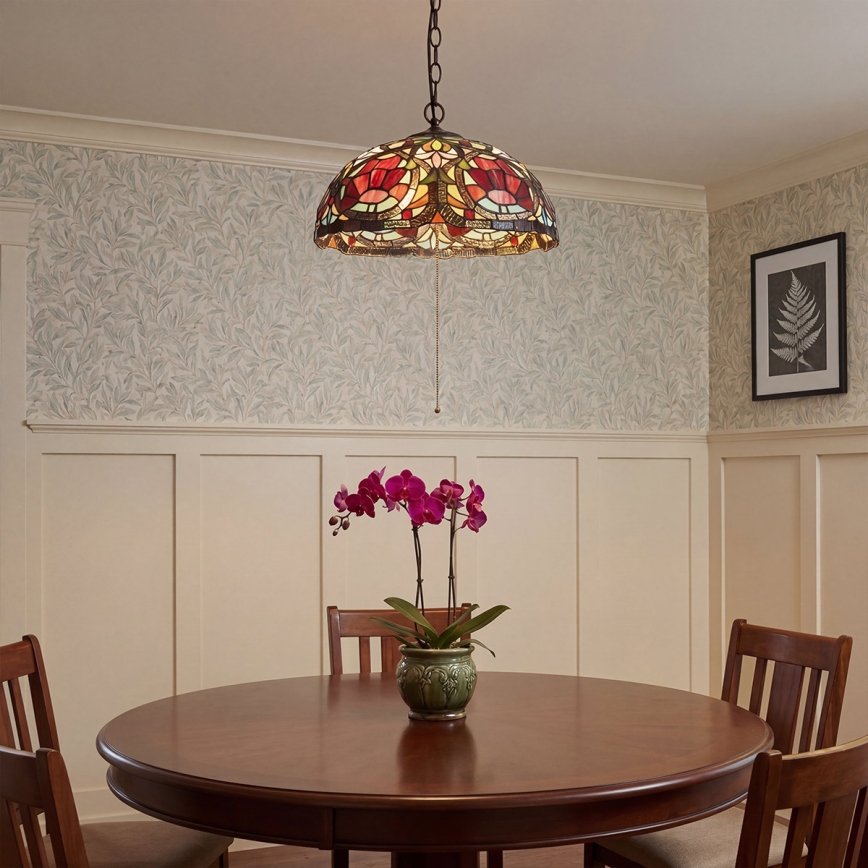 Quoizel - Luster na reťazi Tiffany LARISSA 3xE27/60W/230V priemer 38,5 cm