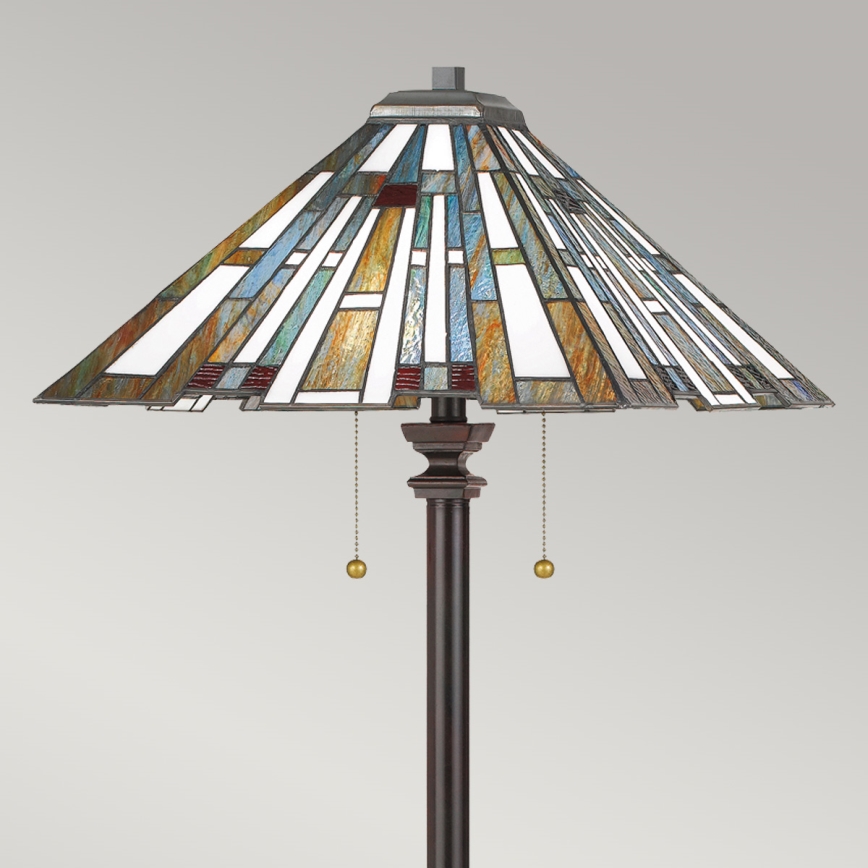Quoizel - Podlahová lampa Tiffany MAYBECK 2xE27/60W/230V