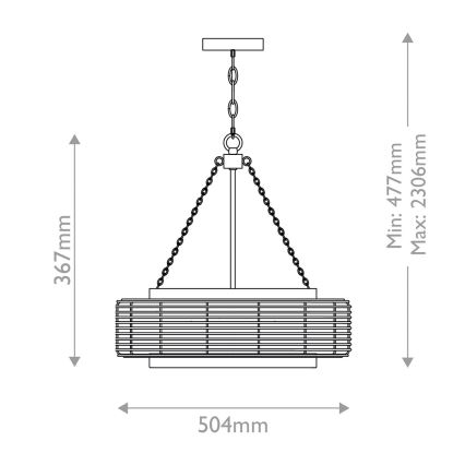 Quoizel - Luster na reťazi WAYLON 4xE27/60W/230V, priemer 50,4 cm, hnedá/biela