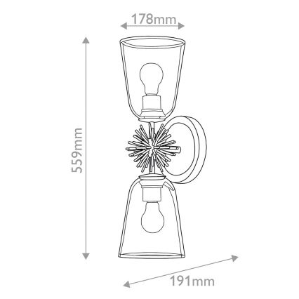 Quoizel - Nástenné svietidlo STARING 2xE27/40W/230V medená