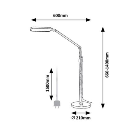 Rabalux - LED Stmievateľná dotyková stojacia lampa LED/13W/230V 3000-6000K čierna