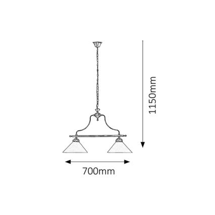 Rabalux 2707 - Luster na reťazi MARIAN 2xE27/60W/230V
