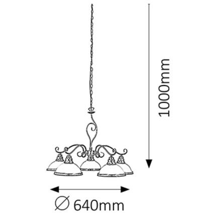 Rabalux 2755 - Luster ELISETT 5xE27/60W/230V