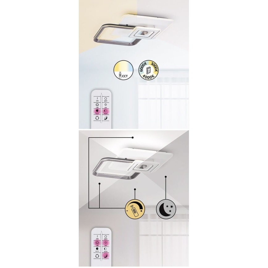 Rabalux - LED Stmievateľný  prisadený luster LED/48W/230V 3000K/4000K/6000K + DO
