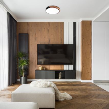 Rabalux - LED stropné svietidlo LED/24W/230V čierne/dub pr. 41,5 cm