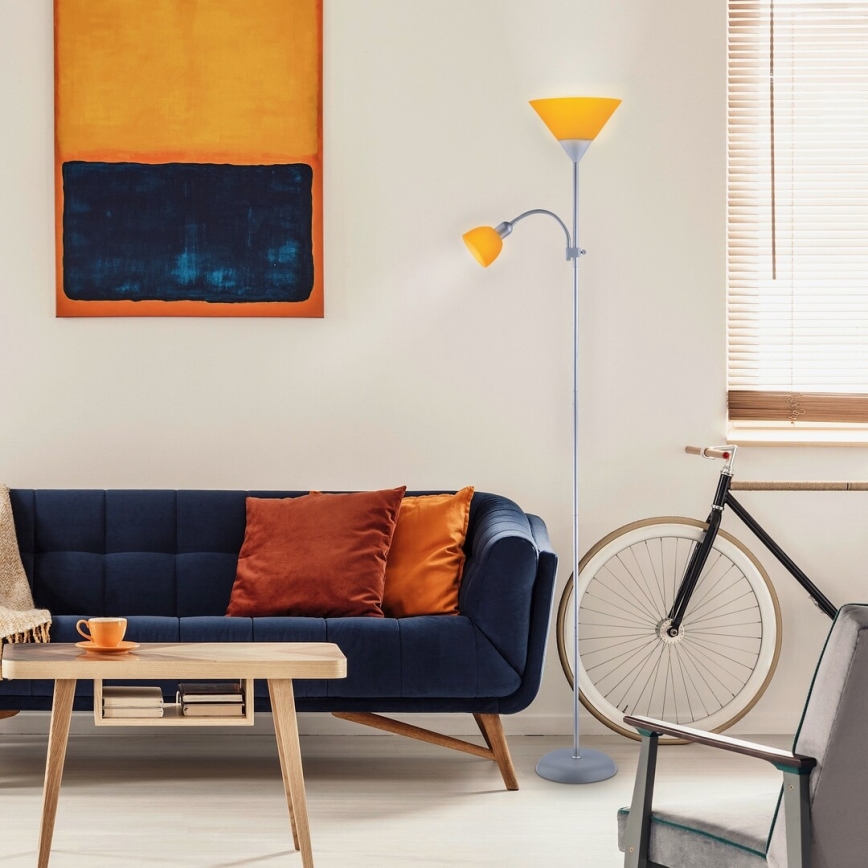Rabalux - Stojacia lampa 1xE27/100W+E14/25W šedá/oranžová