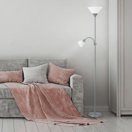 Rabalux - Stojacia lampa 1xE27/100W+E14/25W šedá/biela