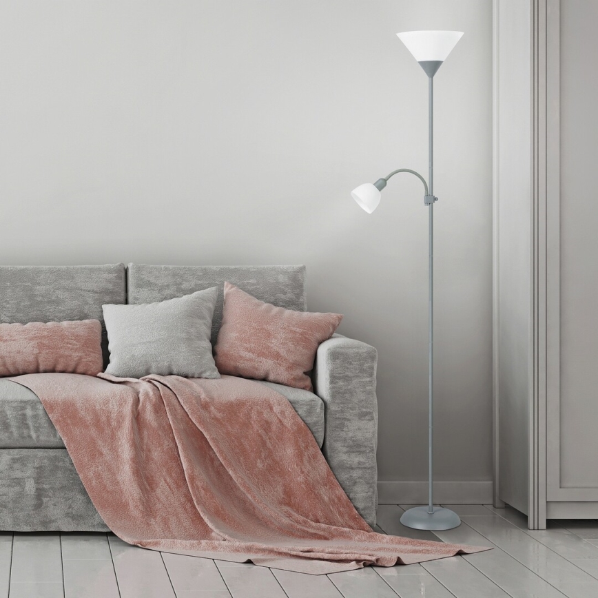 Rabalux - Stojacia lampa 1xE27/100W+E14/25W šedá/biela
