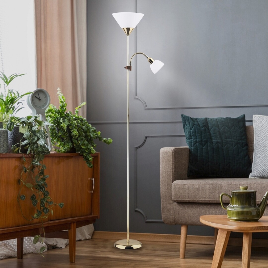 Rabalux - stojacia lampa 1xE27/100W+E14/25W zlatá/biela