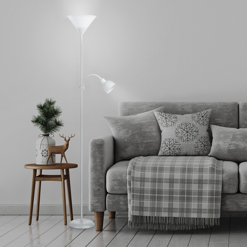 Rabalux - stojacia lampa 1xE27/100W+E14/25W biela
