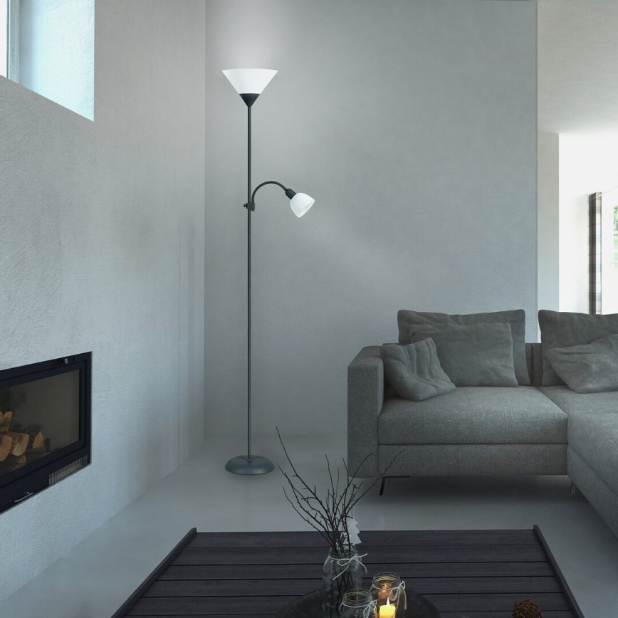 Rabalux - Stojacia lampa 1xE27/100W+E14/25W čierna/biela