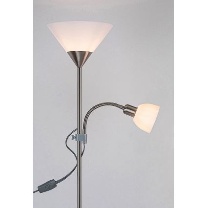 Rabalux - Stojacia lampa ACTION 1xE27/100W/230V + 1xE14/25W matný chróm/biela