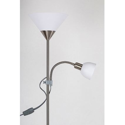 Rabalux - Stojacia lampa ACTION 1xE27/100W/230V + 1xE14/25W matný chróm/biela