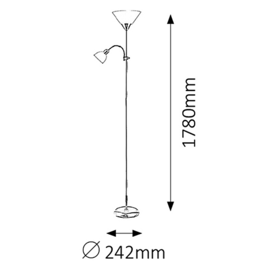 Rabalux - Stojacia lampa ACTION 1xE27/100W/230V + 1xE14/25W matný chróm/biela