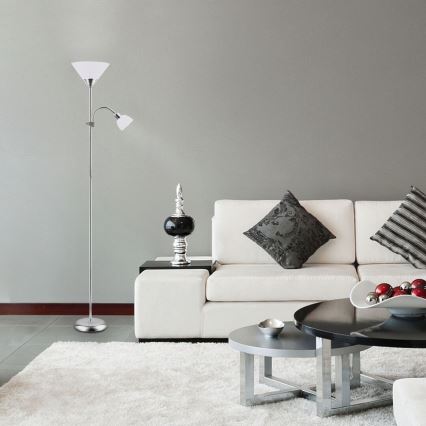 Rabalux - Stojacia lampa 1xE27/100W+E14/25W matný chróm/biela