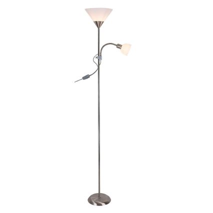 Rabalux - Stojacia lampa 1xE27/100W+E14/25W matný chróm/biela