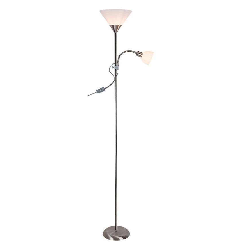 Rabalux - Stojacia lampa 1xE27/100W+E14/25W matný chróm/biela