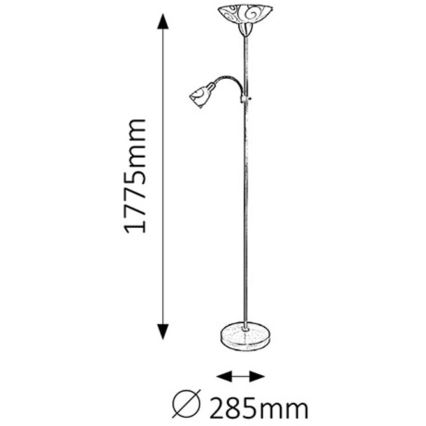 Rabalux 4091 - Stojaca lampa HARMONY LUX 1xE27/100W + 1xE14/40W