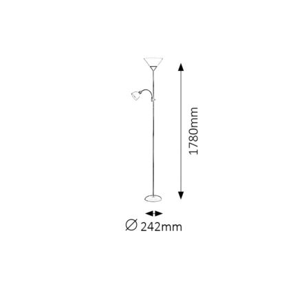 Rabalux 4188 - Stojacia lampa ACTION 1xE27/100W+1xE14/25W/230V hnedá