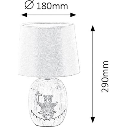 Rabalux 4607 - Detská stolná lampa DORKA 1xE14/40W/230V šedá