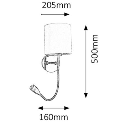 Rabalux 6529 - Nástenné svietidlo LARKIN 1xE27/40W+LED/3W