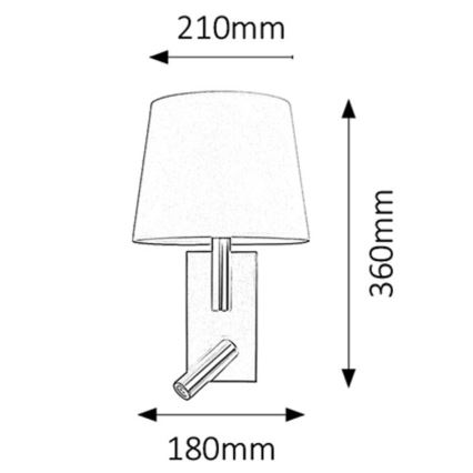 Rabalux 6539 - Nástenné svietidlo HARVEY E27/40W + LED/3W