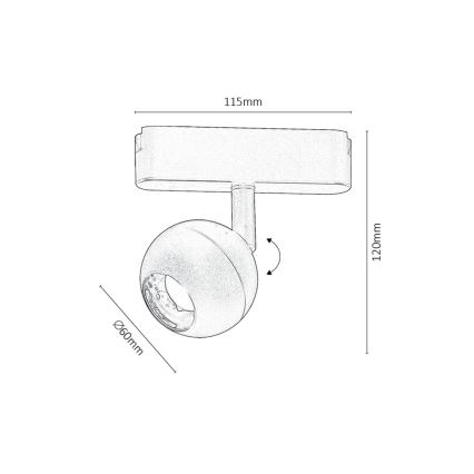 Rabalux - LED Bodové svietidlo do 1-fázového lištového systému LED/5W/24V 4000K čierna