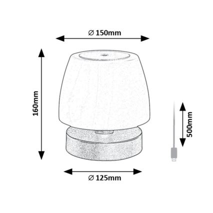 Rabalux - LED Stmievateľná stolná lampa LED/3W/5V 2000 mAh IP44